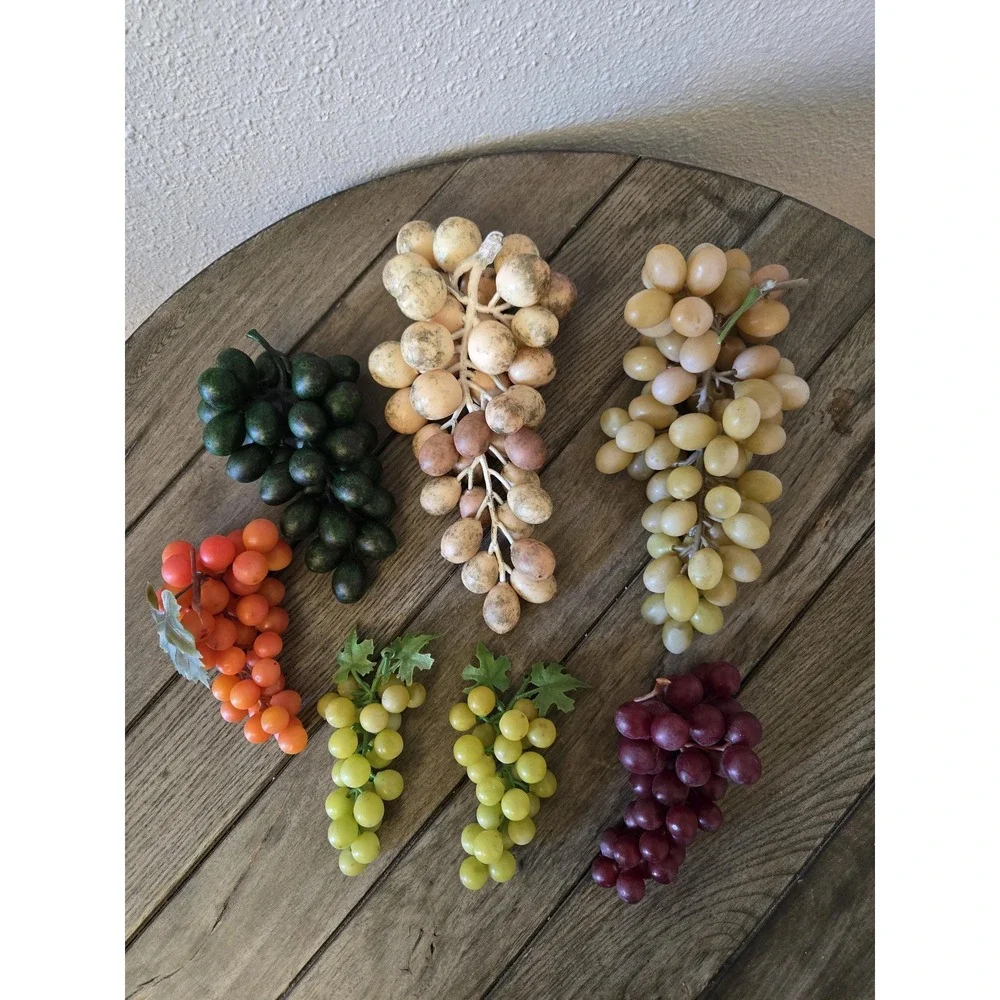 Vintage Faux Rubber Plastic Grapes Lot of 7 Various Colors & Sizes